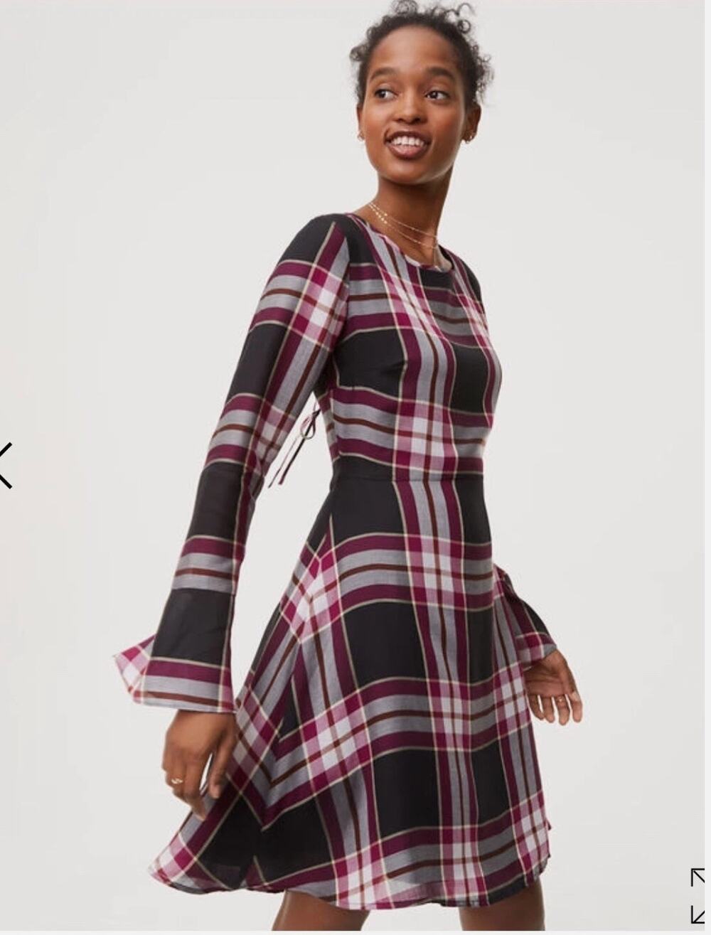 LOFT NWT Black & Purple Plaid Dress // 4